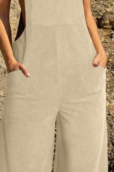 Pocketed Wide Leg Overall